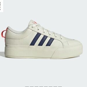 Adidas Cream and Navy Sneakers